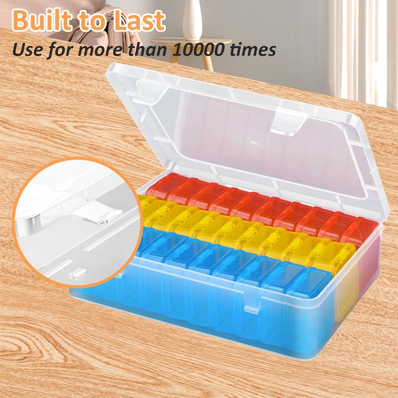Mathtoxyz Bead Organizer Box(Red,Yellow,Blue), 31Pcs Small Bead Organizers and Storage Plastic Cases Mini Clear Containers Boxes with Hinged Lid and Rectangle for Bracelet Making DIY Jewelry Craft - Image 4